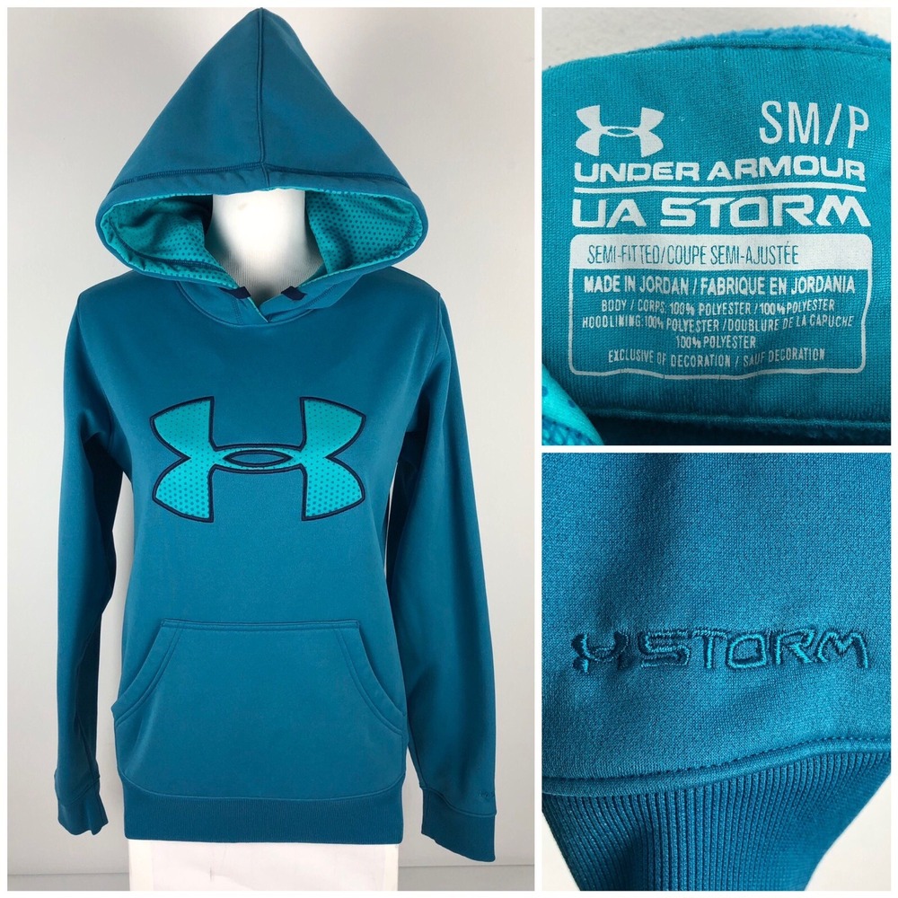 Under Armour Womens Small Armour® Fleece Storm Printed Big Logo Hoodie EUC